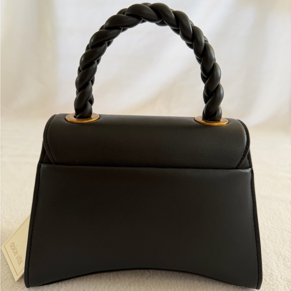 Dolce Vita Black Braided Mini Top-Handle Bag with Gold Hardware - Picture 3 of 12